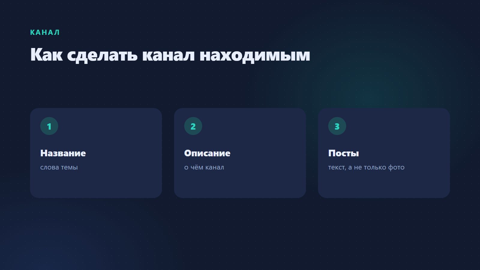 Как сделать канал находимым