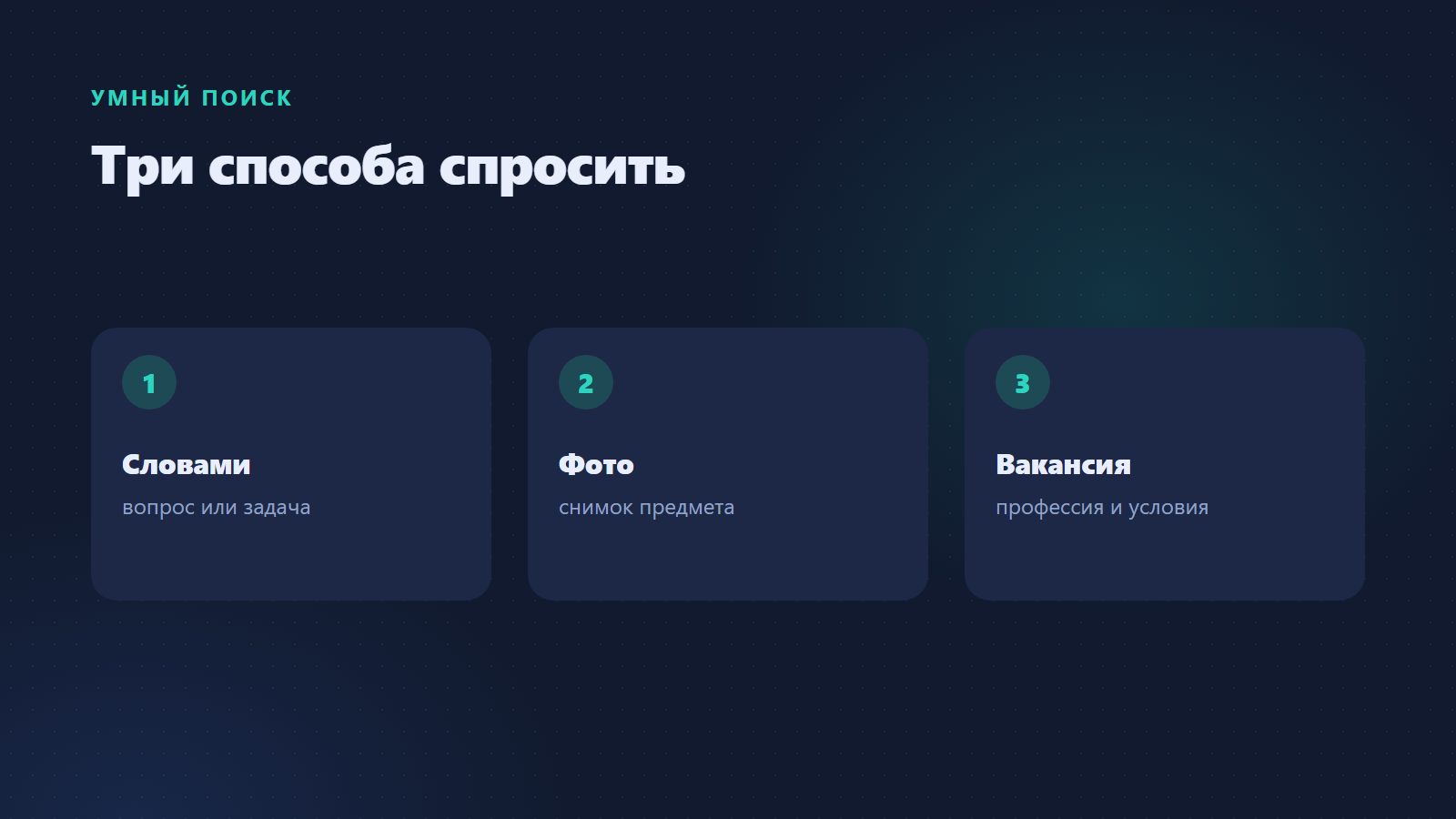 Три способа спросить: словами, по фото, по вакансии